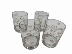 ✨✨Vtg 4 Gold Star Rock Glasses 14 0z rocks.✨✨
