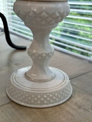 VTG Westmoreland Milk Glass Hand Painted Floral & Bows Chalice Goblet 9.5″