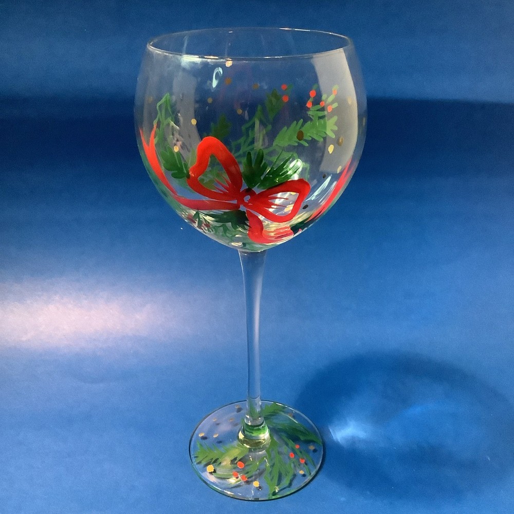 Lenox HAND PAINTED GEMS Balloon Holiday Wine Glass: 8.8″ Tall, 15 oz
