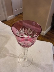 SAINT LOUIS CHANTILLY AMETHYST CUT TO CLEAR CRYSTAL WINE HOCK ELEGANT CLASSIC A1
