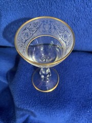 Glastonbury Lotus Brocade Gold Etched Cordial Glass 4 1/2″ Set of 2 Near Mint