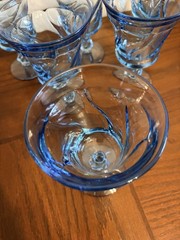 Fostoria Jamestown 6 Light Blue Vintage Water Glasses Wine Goblets About 6”