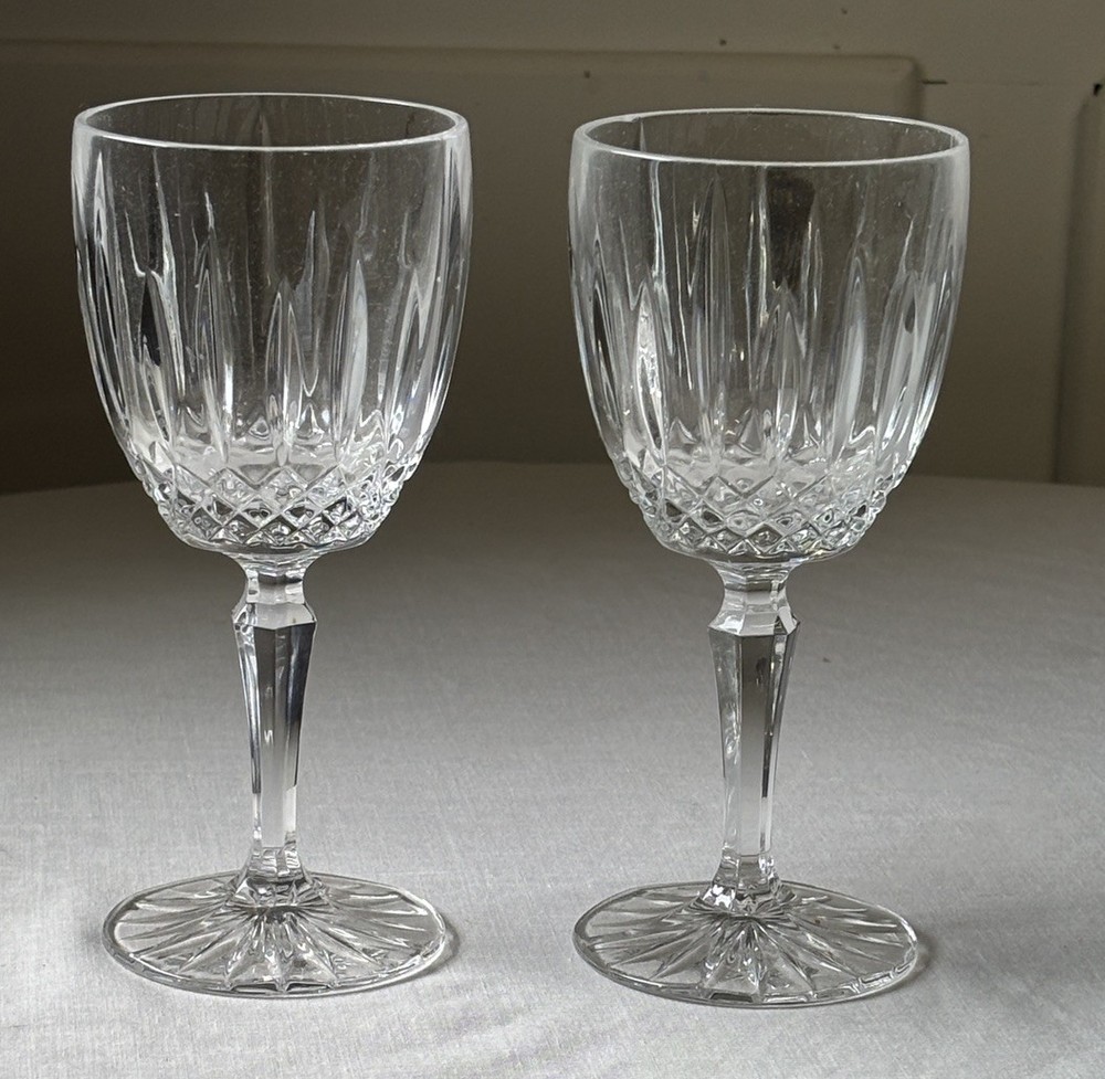 Mikasa Crystal OLD DUBLIN Footed Wine Glass Set Of 2