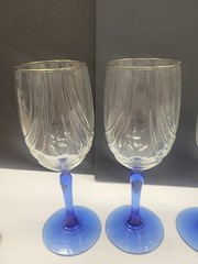 Crystal Blue Libbey Arby’s Drape Optic Blue Stem 8″ Glass Set Of 6
