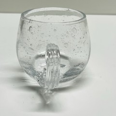Bubbled Glass Hand Blown Punch Cup 3” Tall Unmarked