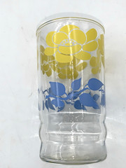 3 Vintage Yellow Flowers Blue Leaves Glasses Tumblers 8 oz Floral Cottage Core