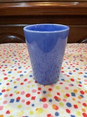 Homer Laughlin Riviera Handled Tumbler Mauve Blue Excellent