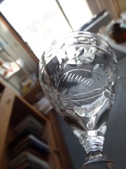 Rock Sharpe Clear Wheel Cut Floral Circles 2011-23 Liquor Cocktail Stem VGUC