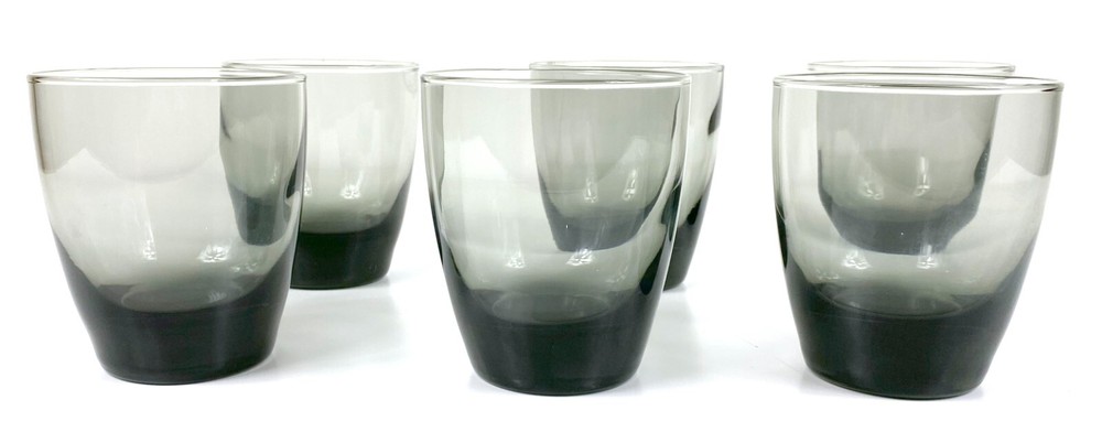 Set of (6) Libbey Classic Smoke Rocks Glasses Lowball Tumbler