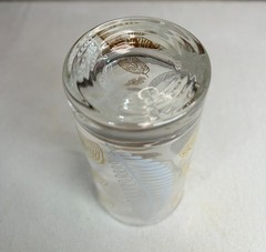 Set of 7 Vintage Mid Century Modern White & Gold Leaf Highball Glasses Tumblers