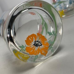Dorothy Thorpe Hand Painted Poppy Daffodil Spring Flowers Floral Glasses 10 oz