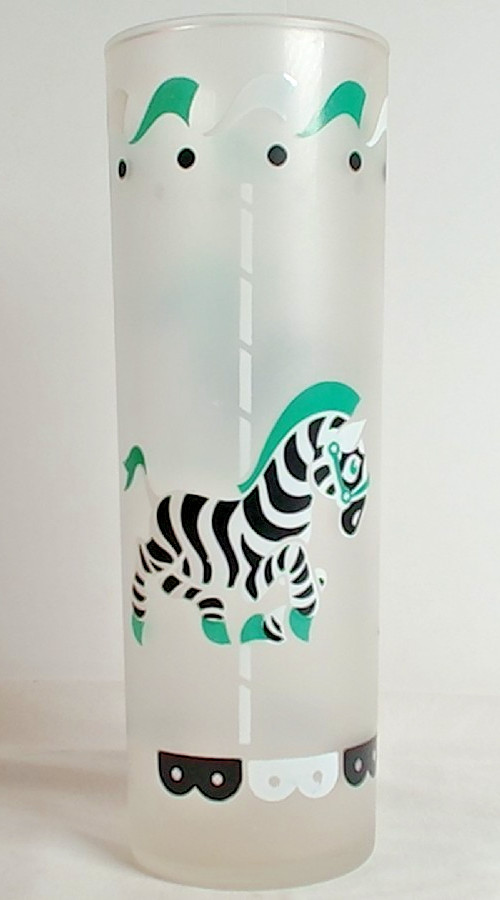 Circus Carousel Frosted Iced Tea Glass Libbey Zebra 1 Tumbler Ice Merry Go