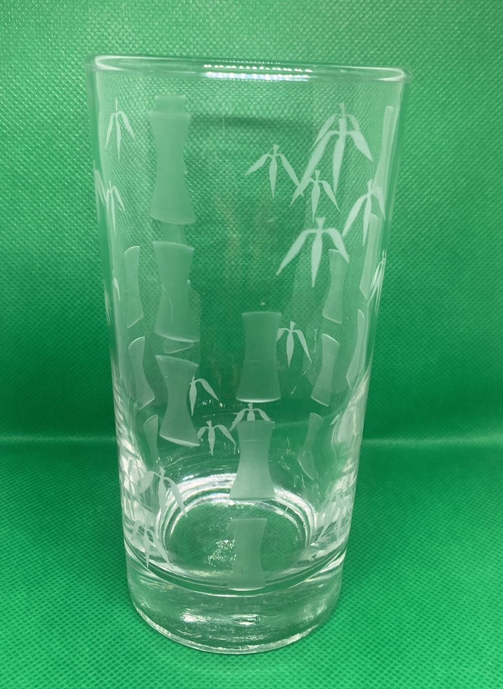 Clear Ice Tea Glass With Etched Bamboo Leaves-Classy-Elegant-Gift Or Replacement