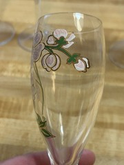 Set of 6 Champagne Flutes With Flowers And Leaf Decoration