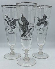 Federal Glass Sportsman Beer Glasses Birds Grouse Canada Goose Canvasback 3 Pc