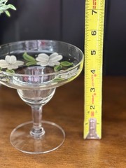 Vintage Hand Painted Floral Coupe Glasses Set of 6 Champagne Dessert Sherbet