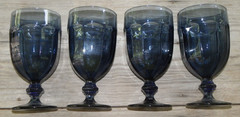Set of 4 Dusky Blue Libbey Gibraltar Duratuff 6 3/4″ Water Goblets-XL+ Cond