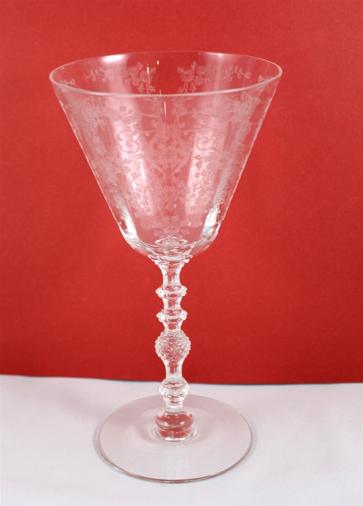 Cambridge Blown Glass Diane Clear Pattern 10oz. Water Goblet Stem 3122 7 1/4″