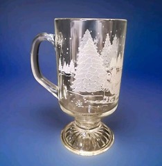 Avon Through The Woods Frosted Winter Scene Irish Coffee Glass Sleigh Ride VTG