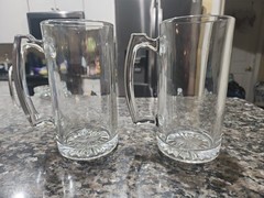 Pair of Vintage Libbey Heavy Thick Clear Glasses Beer Tankards Mugs 24 oz