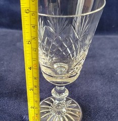 Set of 4 VTG Cut Crystal 6″H, 2.75″D Sherry/Wine Glasses Pineapple & Fan Pattern