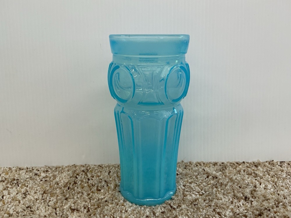Vintage 1960s Wheaton Bullseye Opalescent Blue 6.75″ Glass Tumbler