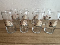 Hard-To-Find Vintage Libbey 16oz Honey Bee Drinking Glasses Set Of 8