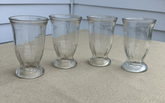 Vintage Set of 4 Clear Glass Tumbler Drinking Glasses 4 in Tall Four-Piece Set