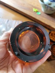 Vintage Set 4 Imperial Thick Heavy 6″ Glasses Provincial Amber Honeycomb Dimple