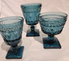 1970s Colony PARK LANE BLUE Water Goblet & Champagne or Tall Sherbet & Wine