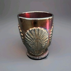 Vintage Dugan Amethyst Carnival Glass Beaded Shell Tumbler