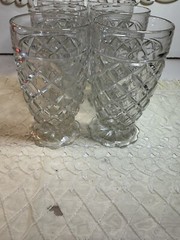 6 Anchor Hocking WATERFORD WAFFLE CRYSTAL *4 7/8″ – 10oz Footed Tumblers
