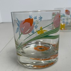 Dorothy Thorpe Hand Painted Poppy Daffodil Spring Flowers Floral Glasses 10 oz