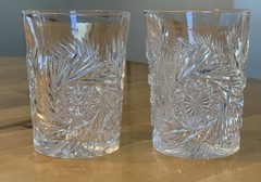 Two Antique 19th century American Brilliant Cut Crystal Whiskey Glass Tumbler