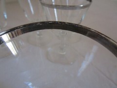 Set of 5 Silver Plated Rim Cordial Glasses 4.75 » (Made in France) 4 fl. oz.