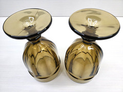2 Libbey Gibraltar Mocha Brown Iced Tea Glasses Set 7″ Duratuff Paneled Goblets