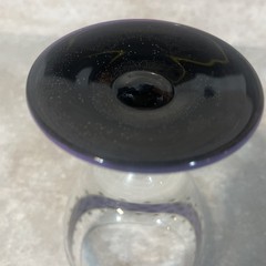 Katie Rose Hand Painted Water Goblet Black Purple Check -MacKenzie Childs Style