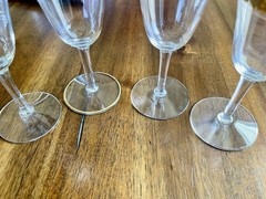 4 Tiffin-Franciscan Rambler Rose Crystal White Wine Glass Gold Rim-Free Shipping