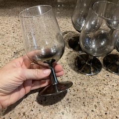 Arcoroc Vintage Gray Smoked Stemware Glasses Set Of 6 France Gradient Black