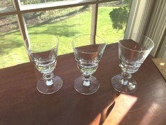 3 VAL ST. LAMBERT State Plain Crystal Wine Goblets 5 1/8” Tall Glass