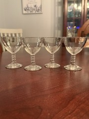 Vintage Anchor Hocking Manhattan Cordial Glasses Set Of 4 Depression Glass MCM