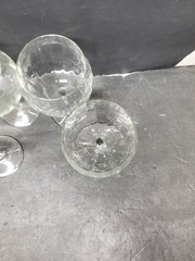 3 JOY JOLT LAYLA CRYSTAL CLEAR BEVELED OPTIC WINE WATER GLASSES STEMWARE 7 3/8″