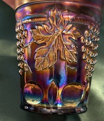 Vintage Northwood Grapes and Cable Amethyst Carnival Glass Tumbler