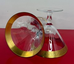 3 Tiffin Franciscan MINTON Optic Glass Gold Encrusted Champagne Sherbet