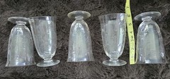Vintage Fostoria June Etched Footed Iced Tea Glasses 6″ Set of 5 Elegant Crystal