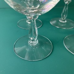 4 Fostoria Drink / Sorbet Stemmed Glasses Iridescent Delicate Classy Vtg