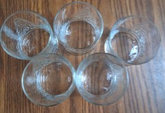 *5* Vintage Arcoroc Clear Embossed Holly Christmas Tree On the Rocks glasses