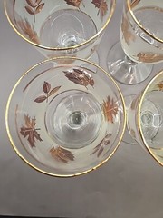 Vtg Set of 4 MCMLibbey Gold Leaf 5 1/2″ 10 oz. Water/Wine Goblets 1960s