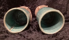 Vintage Pair (2) Richard Marshall Pottery Dragon Woo Claw Foot Goblets 7.5”