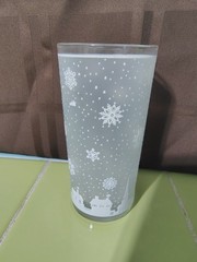 Culver glass Frosted Snow Flakes High-Ball glasses MCM Set Of 2